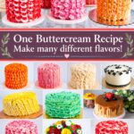 Pinterest image for one buttercream recipe with different buttercream flavors.