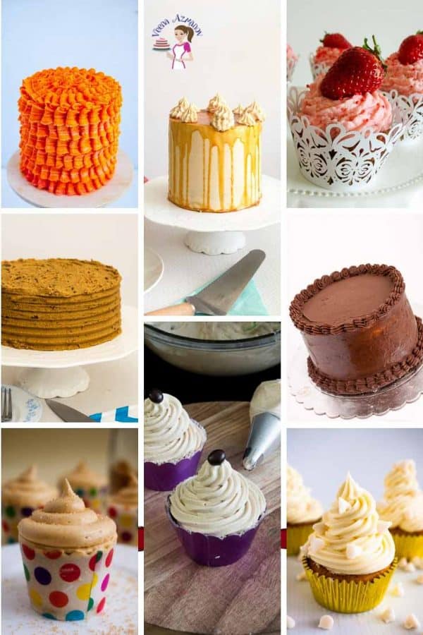 A collage of buttercream flavors.