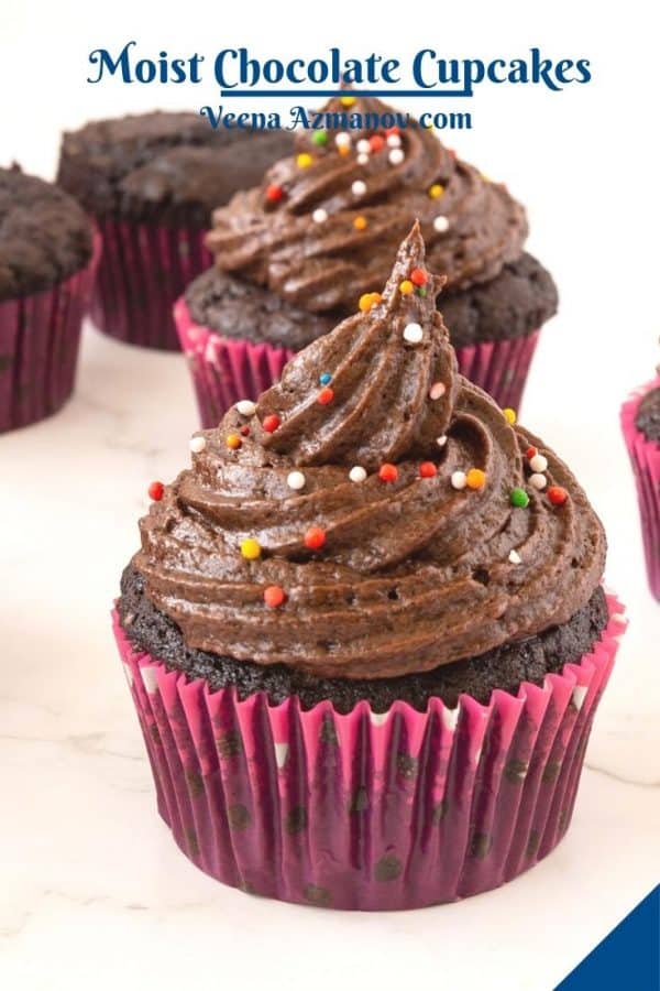 Pinterest image for chocolate cupcakes.