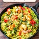 Pinterest image for Turmeric Shrimp Rice.