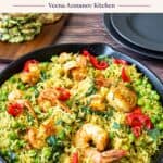 Pinterest image for Turmeric Shrimp Rice.