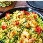 Pinterest image for Turmeric Shrimp Rice.