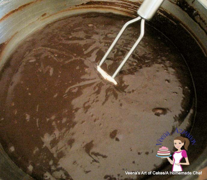 Making ganache in a sauce pan.