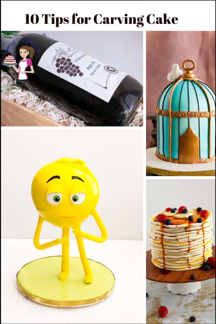 A collage of sculpted cakes.