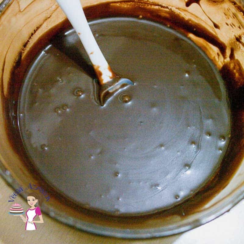 Chocolate ganache in a bowl.