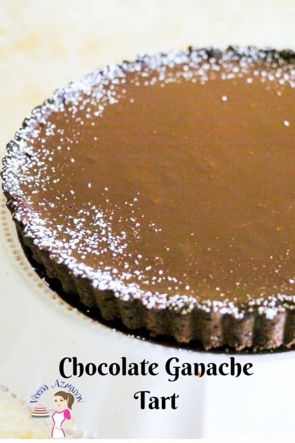 An image optimized for social media share for this simple and easy chocolate ganache tart recipe.