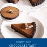 Pinterest image for ganache chocolate tart recipe.