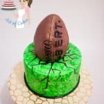 Soccer ball made with rice puff treats.