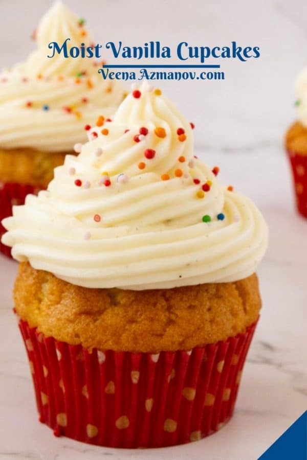 Pinterest image for vanilla cupcakes.