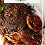 Pinterest image for slow roasted Leg of Lamb with Ras El Hanout.