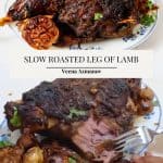 Pinterest image for slow roasted Leg of Lamb with Ras El Hanout.
