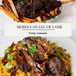 Pinterest image for slow roasted Leg of Lamb with Ras El Hanout.