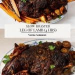 Pinterest image for slow roasted Leg of Lamb with Moroccan Ras El Hanout.