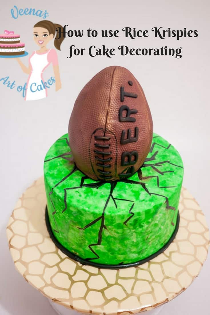 A cake decorated to look like a football.
