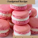 Pinterest image for Strawberry Macarons French Recipe.