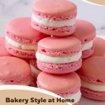 Pinterest image for Strawberry Macarons French Recipe.