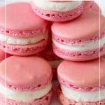 Pinterest image for Strawberry French Macarons.