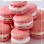 Pinterest image for Strawberry French Macarons.
