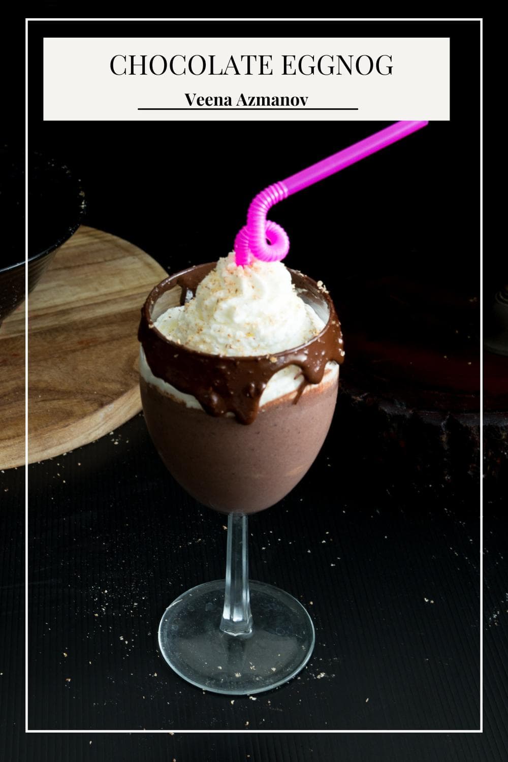 Pinterest image for Hot chocolate eggnog.