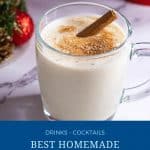 Pinterest image for eggnog recipe.