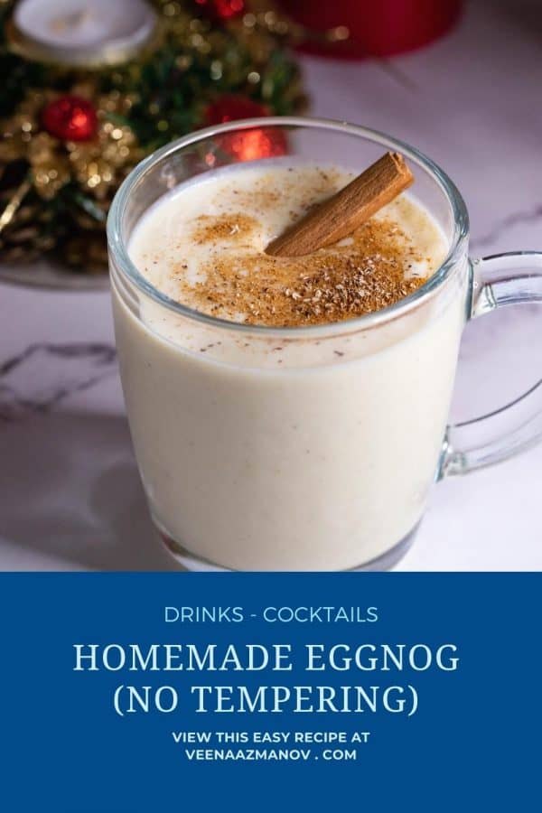 Pinterest image for homemade eggnog recipe.