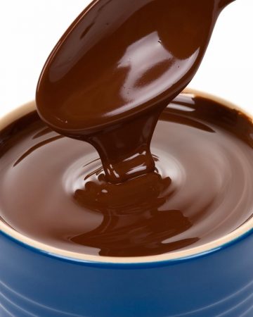 Bowl of melted dark chocolate