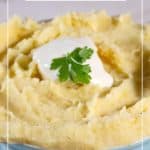 Pinterest image for skinny mashed potatoes.