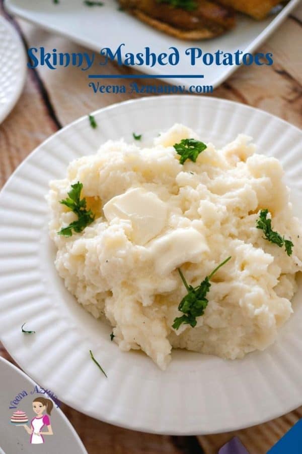 Pinterest image for mashed skinny potatoes.