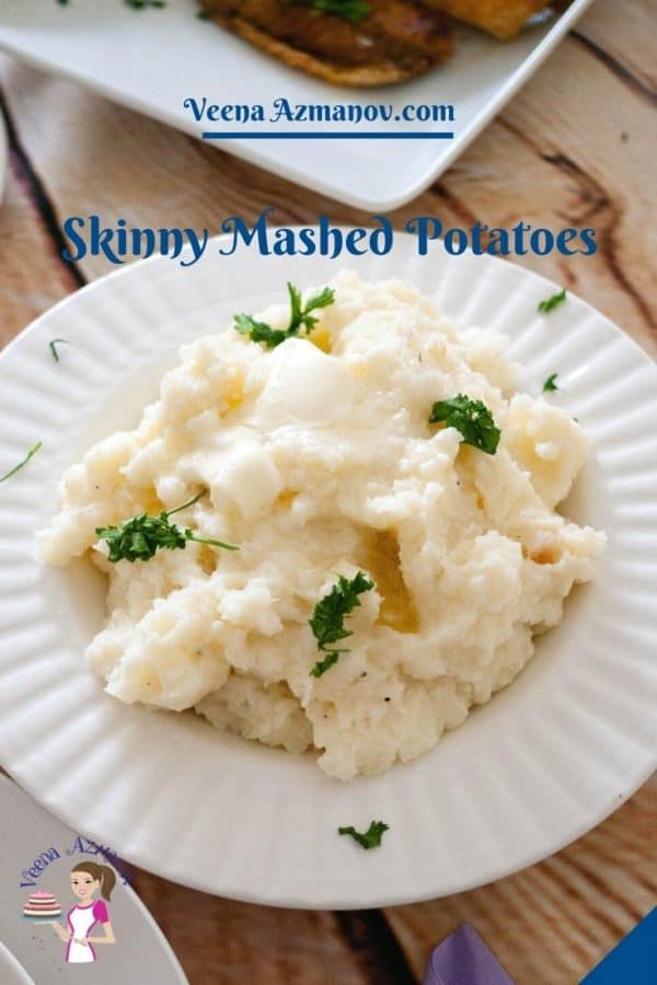 Pinterest image for skinny mashed potatoes