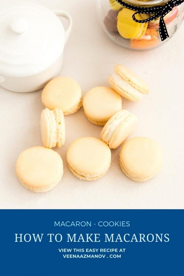 Pinterest image recipe for making macarons.