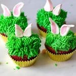 Cupcakes with frosted bunny ears.