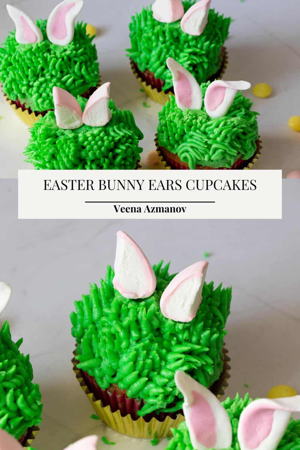 Pinterest image for bunny cupcakes.