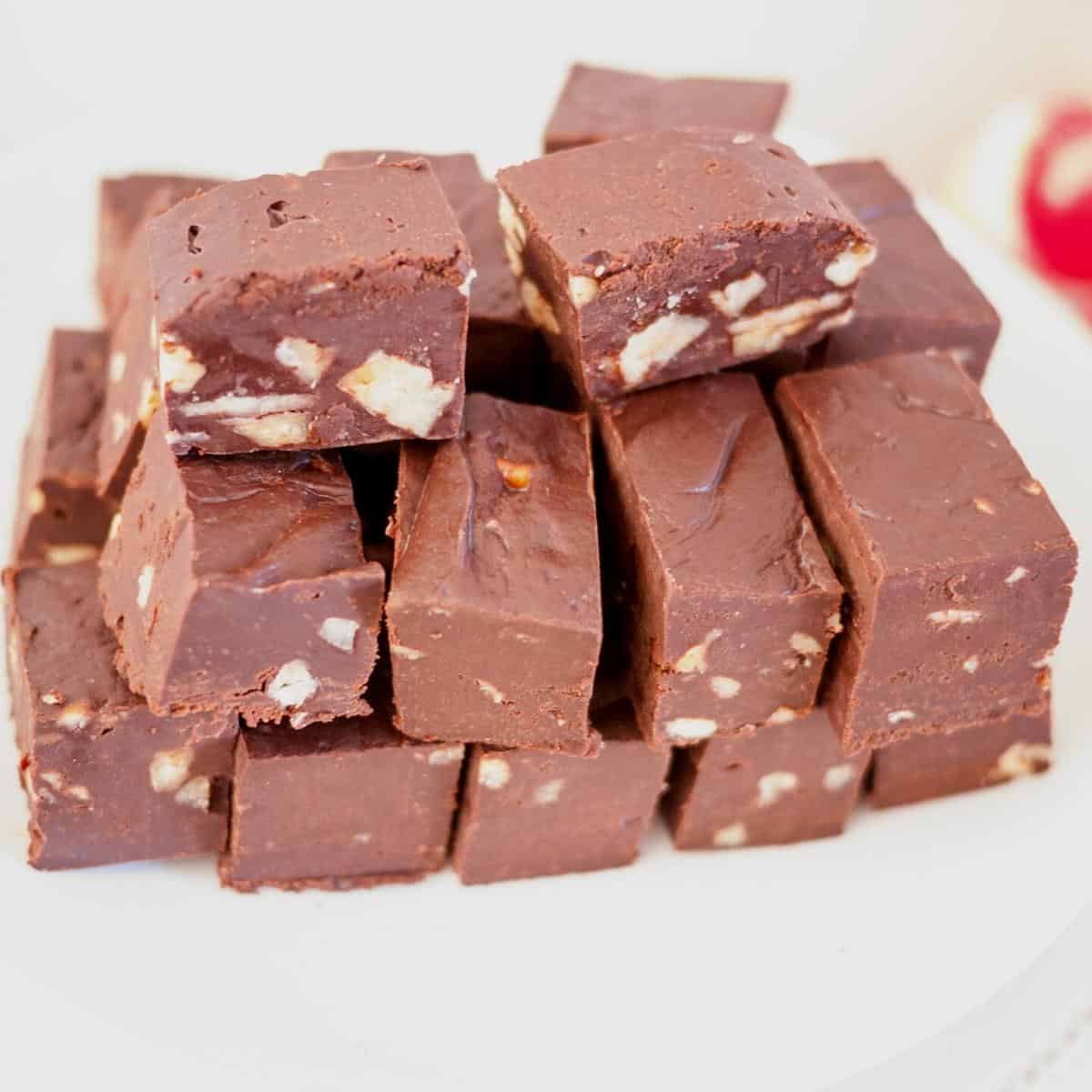 A stack of chocolate Fudge squares