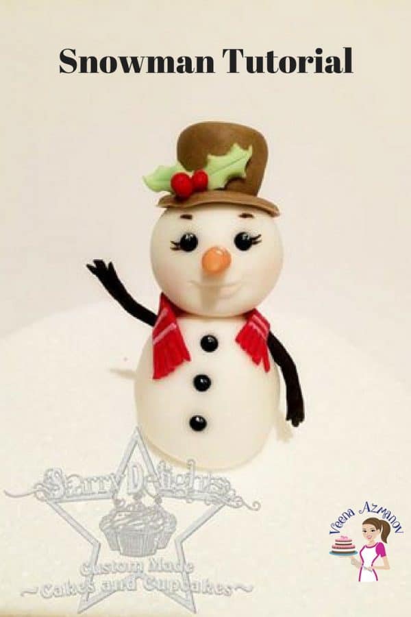 A stylish gumpaste snowman makes for a good Christmas cake topper. This simple, easy and effortless snowman tutorial is perfect way to make a cake topper for a festive Christmas inspired cake.