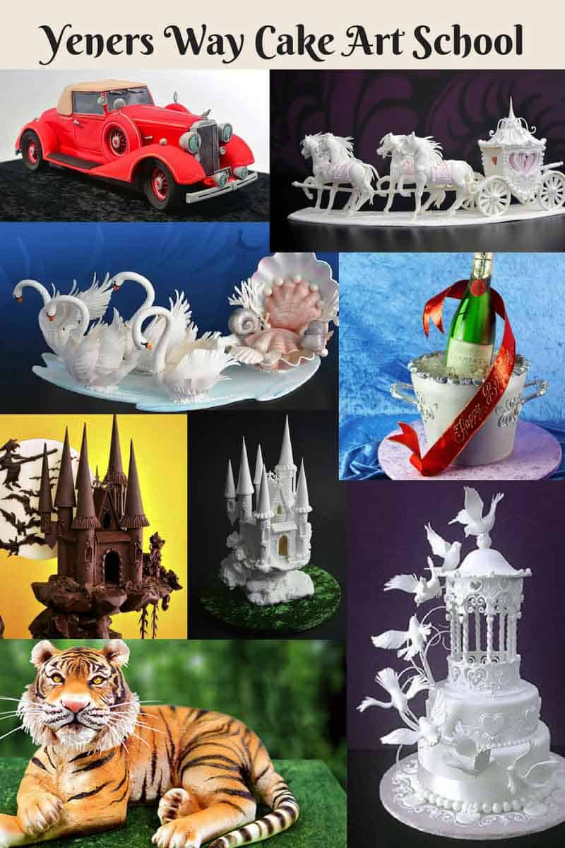 A collage of sculpted novelty cakes.