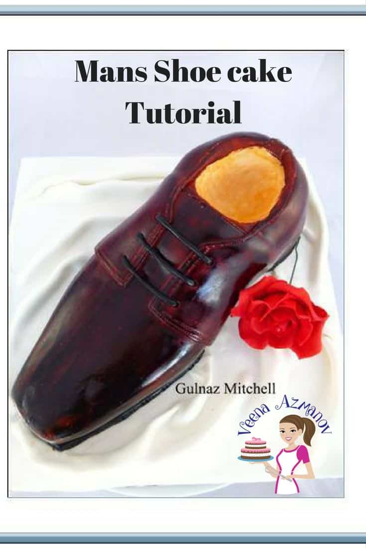 A cake decorated to look like a man\'s shoe.