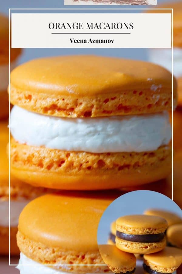 Pinterest image for Orange French Macarons.