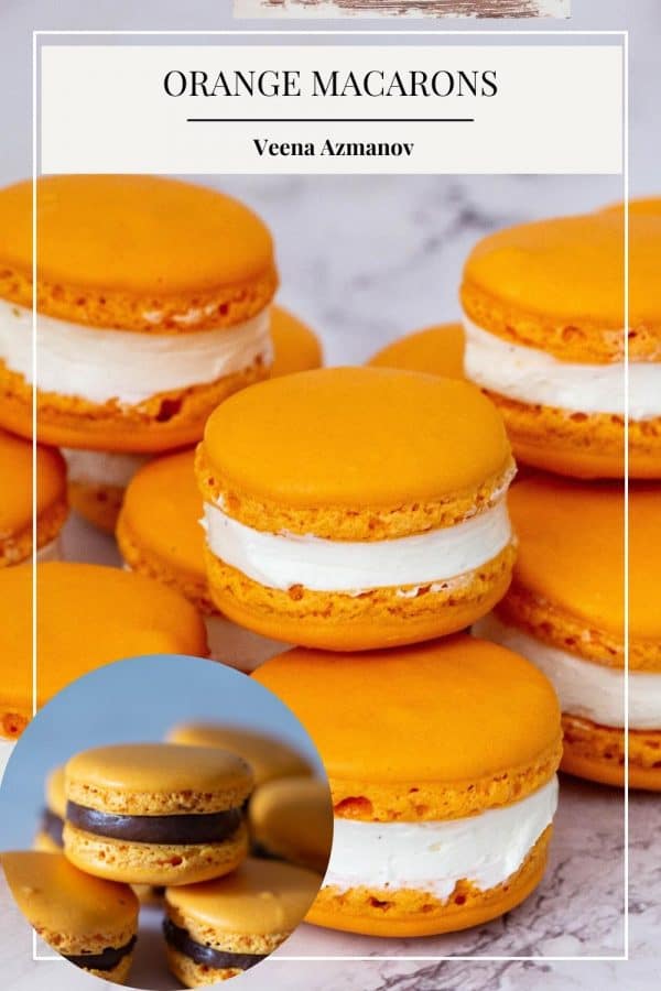 Pinterest image for Orange French Macarons.