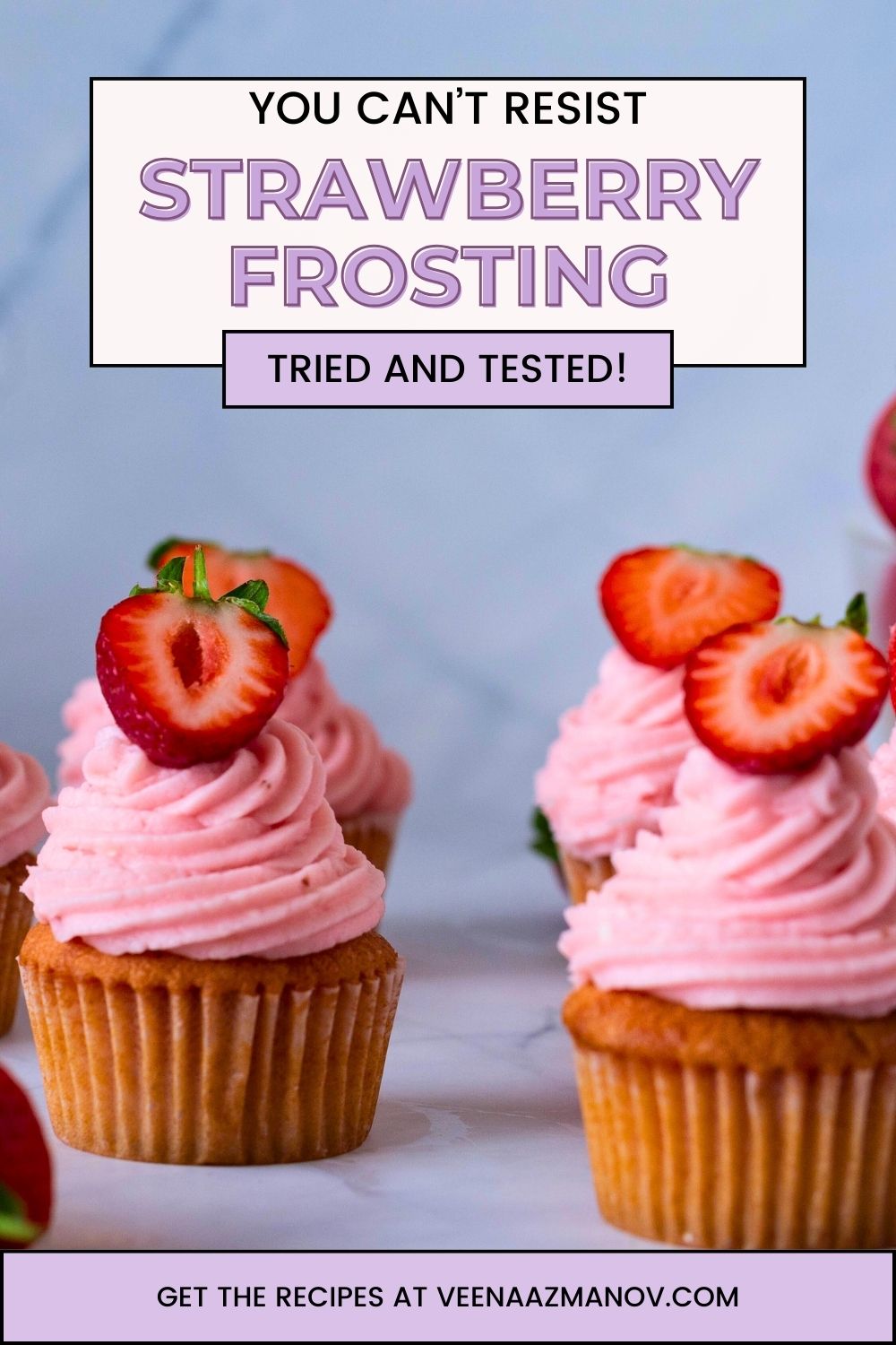 Pinterest image for Strawberry Buttercream Frosting,