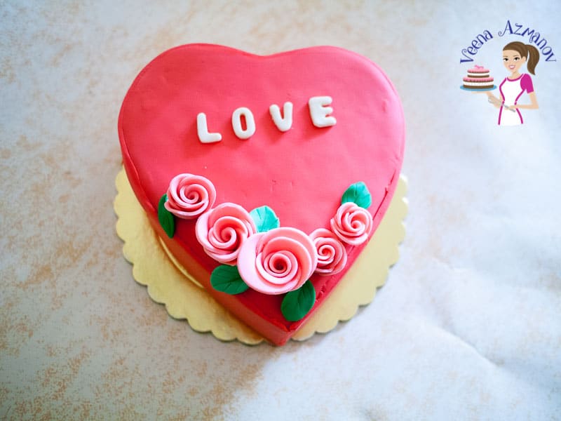A cake decorated to look like a heart.
