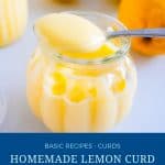 Pinterest image making homemade lemon curd.
