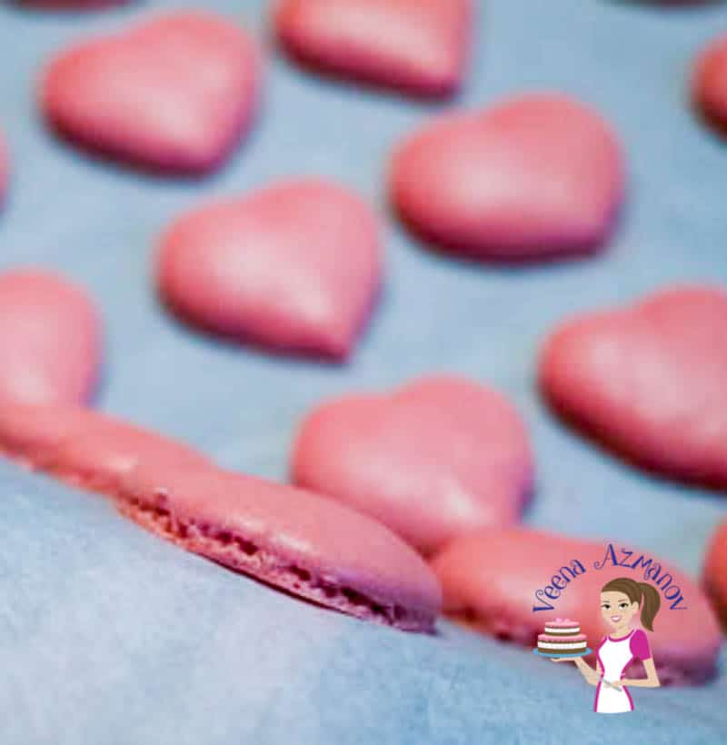 Valentine heart macarons shells.