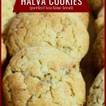Pinterest image for Halva cookies recipe.
