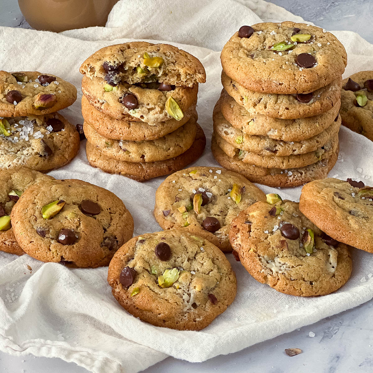 Fresh halva cookies on the table.
