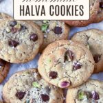 Pinterest image for making halva cookies.