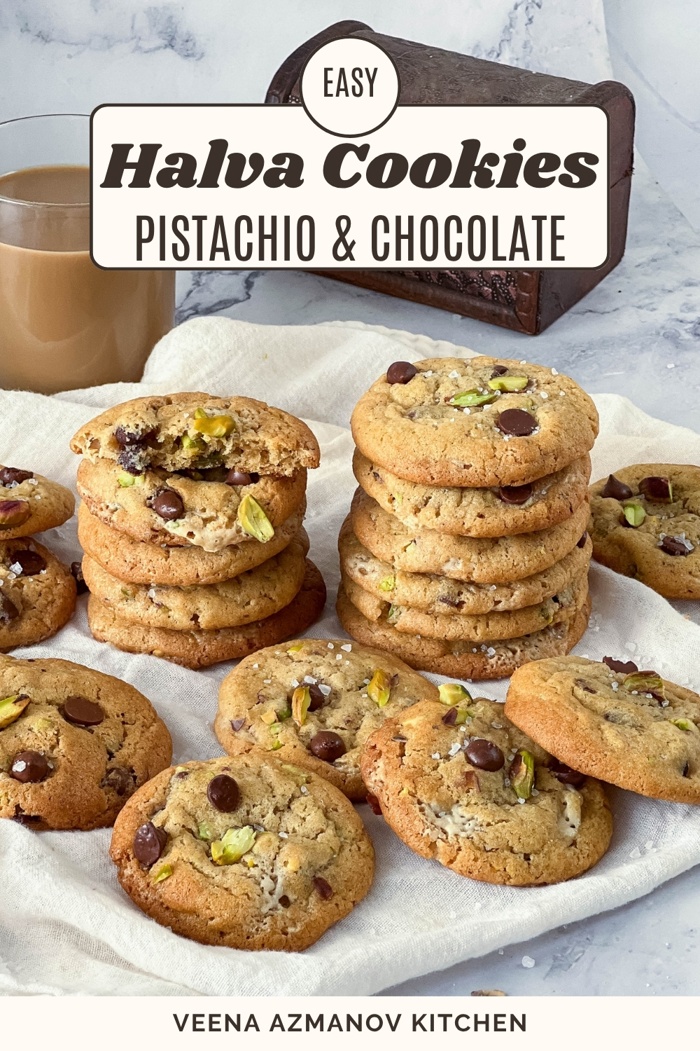 Pinterest image for making halva cookies.