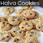 Pinterest image for making halva cookies.