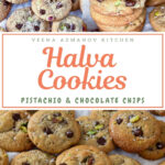 Pinterest image for making halva cookies.
