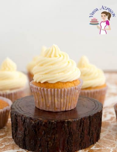 A cupcake with French buttercream frosting.