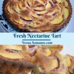 Pinterest image for frangipani tart with nectarines.